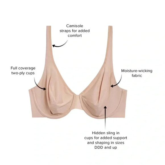 Wacoal Comfortable Cool Underwire Bra size 36 DD Color Sand - Picture 12 of 12